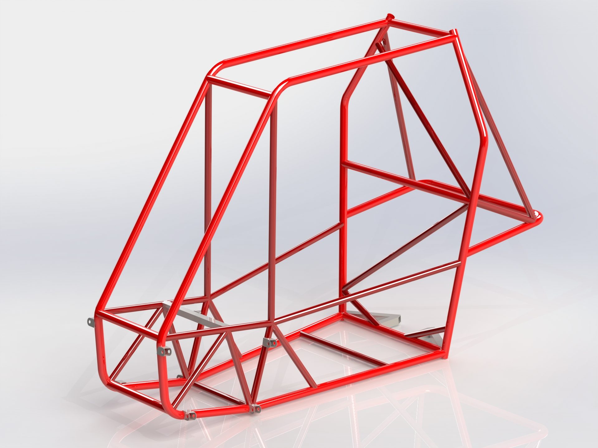 Render da gaiola tubular vermelha do carro